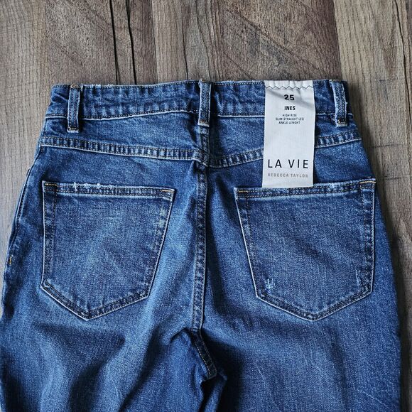 La Vie Rebecca Taylor High Rise Medium Wash Classic Denim Jeans Size 25 $195 - Picture 10 of 10